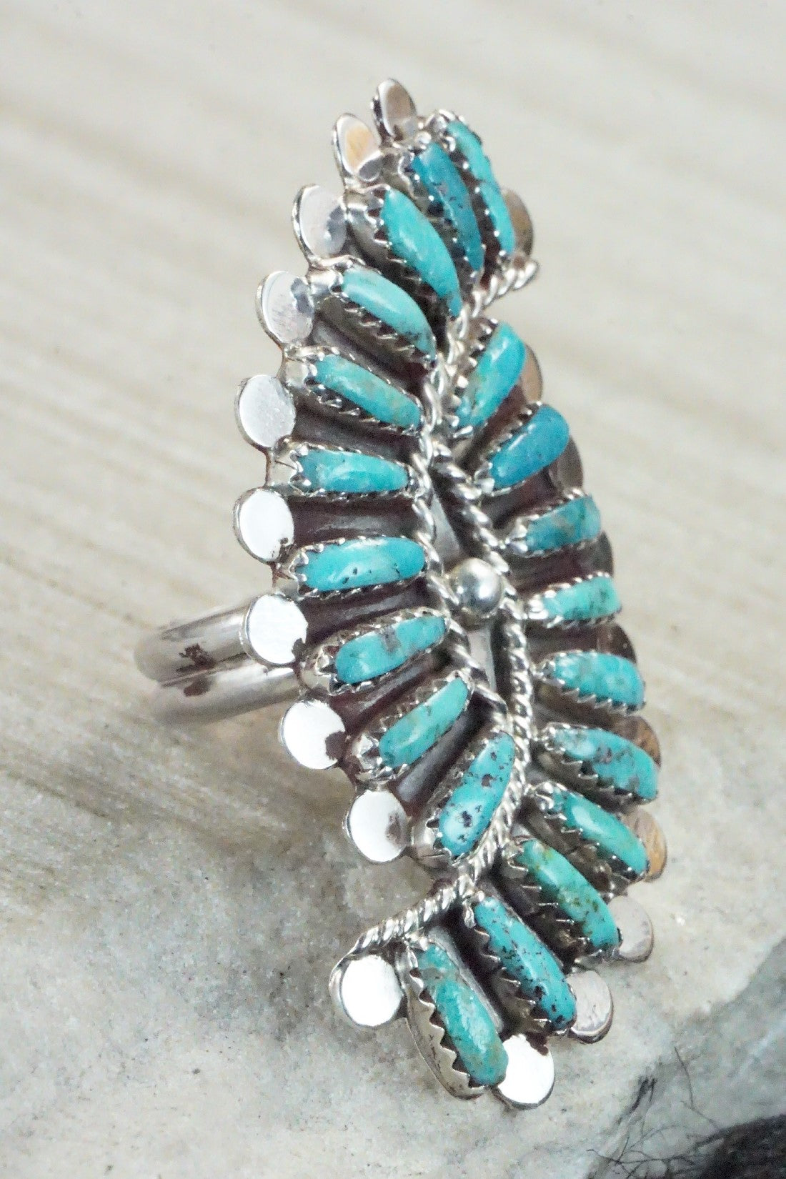 Turquoise & Sterling Silver Ring - Lavell Byjoe - Size 7.5