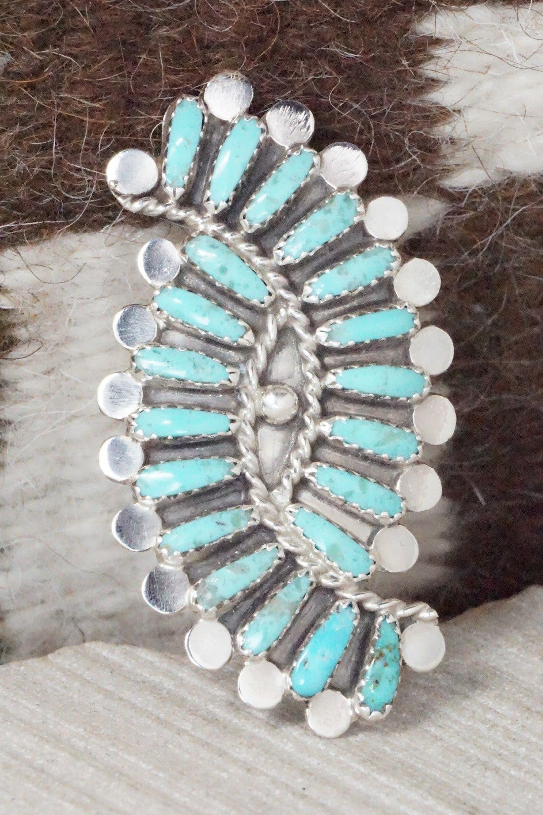 Turquoise & Sterling Silver Ring - Lavell Byjoe - Size 7.5