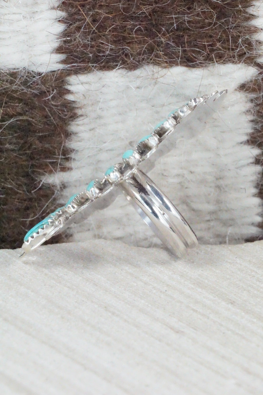 Turquoise & Sterling Silver Ring - Lavell Byjoe - Size 7.5