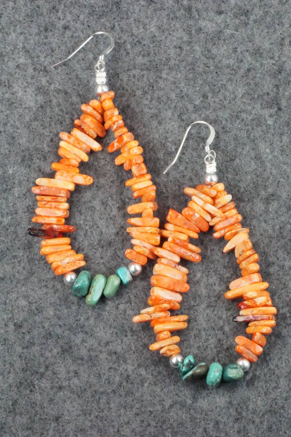 Spiny Oyster, Turquoise and Sterling Silver Earrings - Doreen Jake
