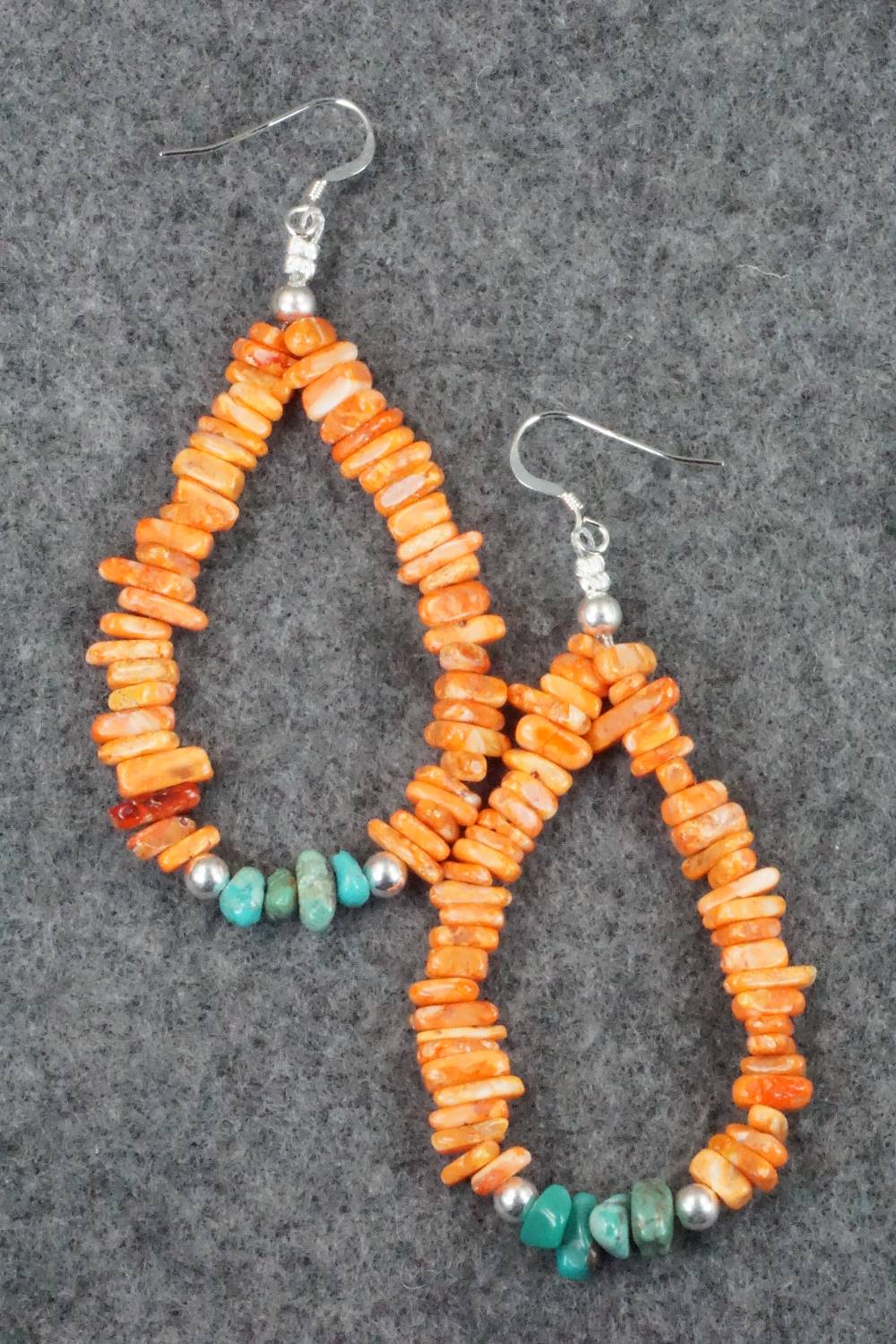 Spiny Oyster, Turquoise and Sterling Silver Earrings - Doreen Jake