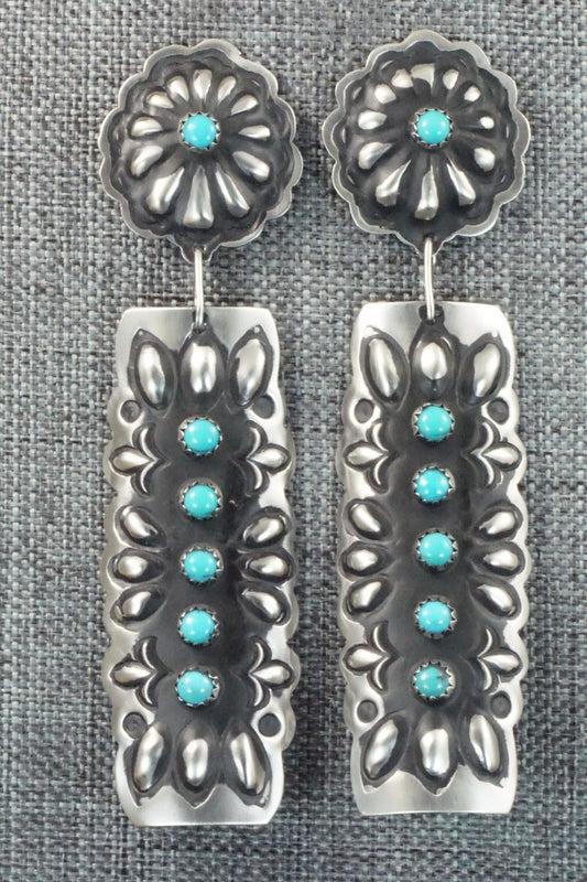 Turquoise & Sterling Silver Earrings - Leander Tahe