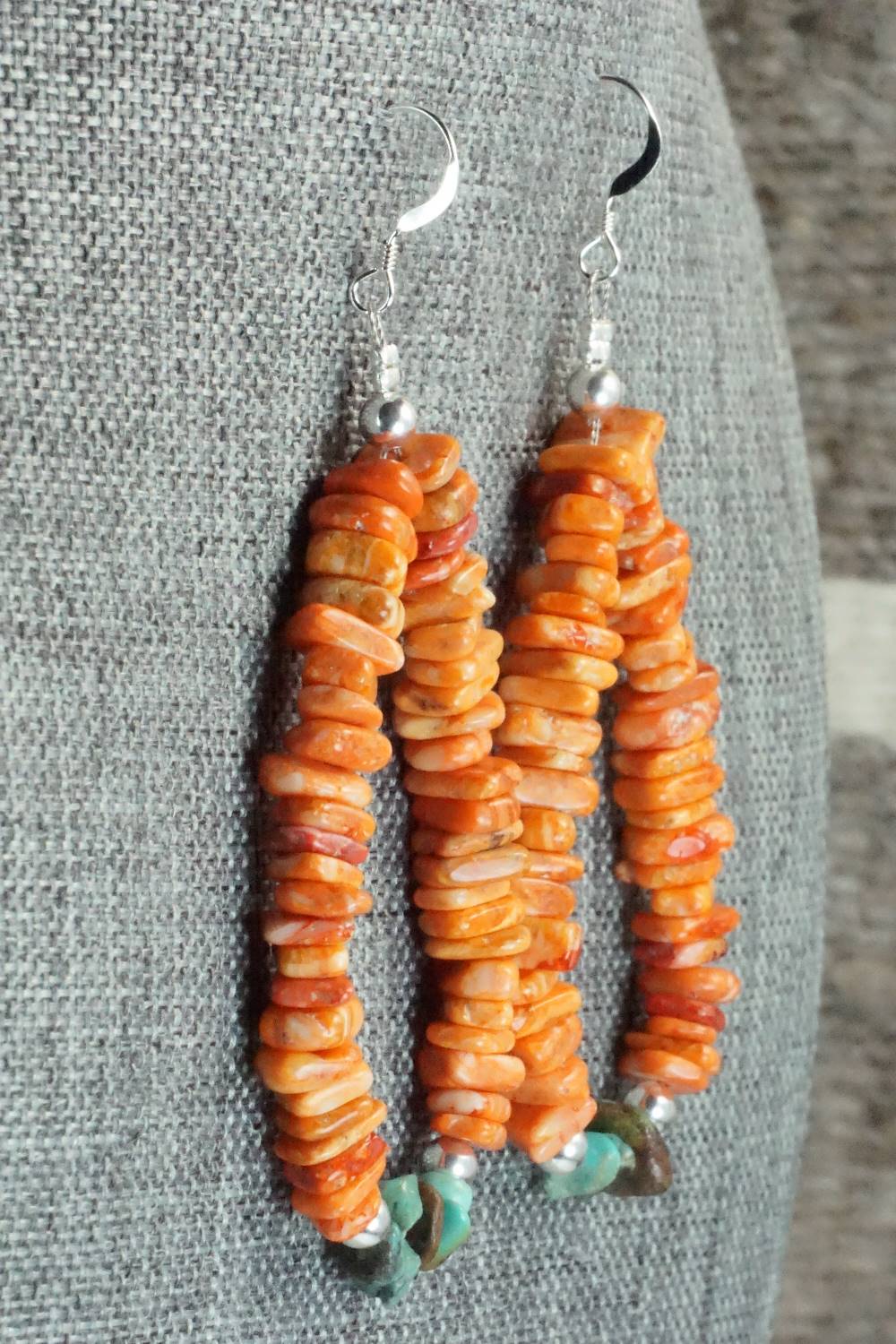 Spiny Oyster, Turquoise and Sterling Silver Earrings - Doreen Jake