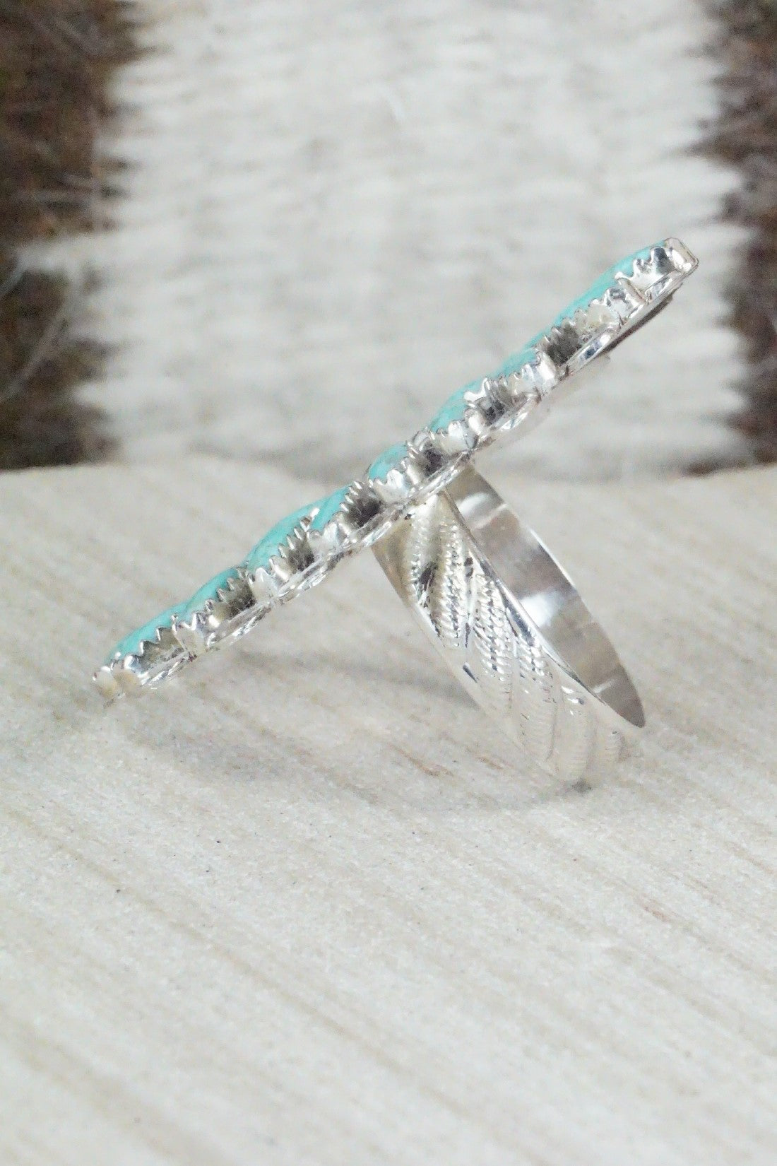 Turquoise & Sterling Silver Ring - Lavell Byjoe - Size 7.25