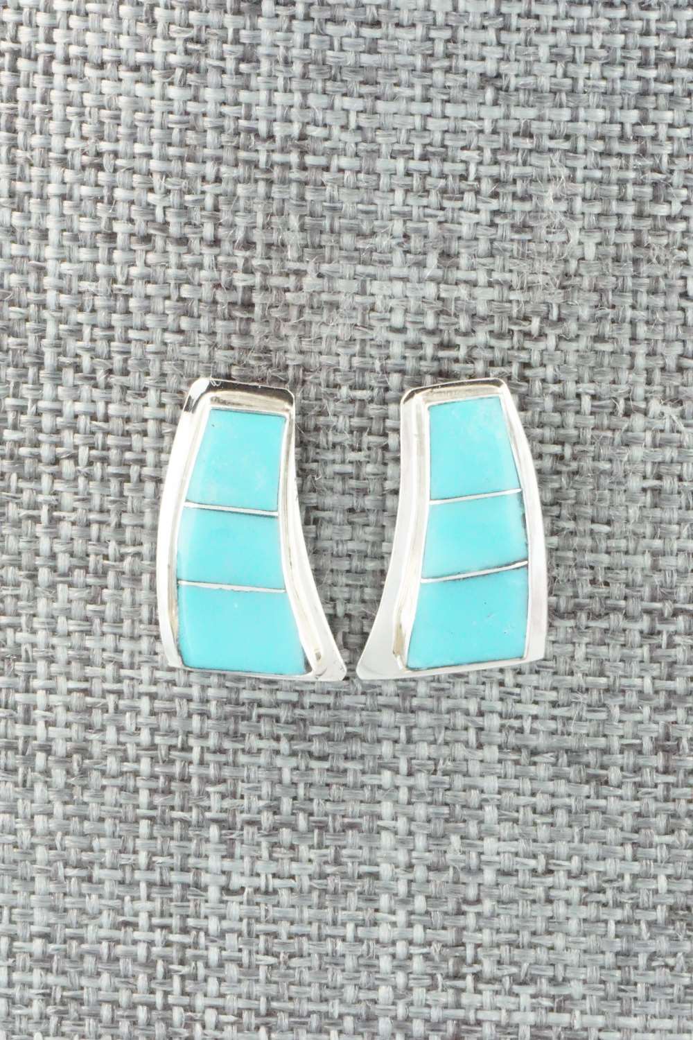 Turquoise & Sterling Silver Inlay Earrings - Nila Johnson