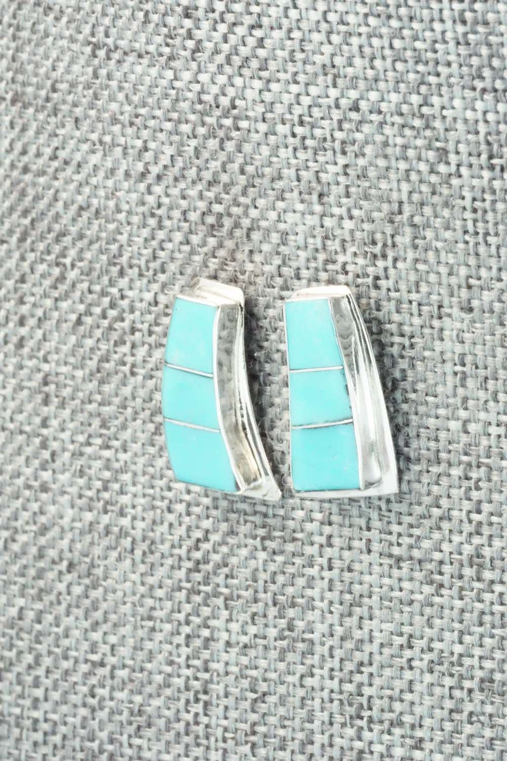 Turquoise & Sterling Silver Inlay Earrings - Nila Johnson