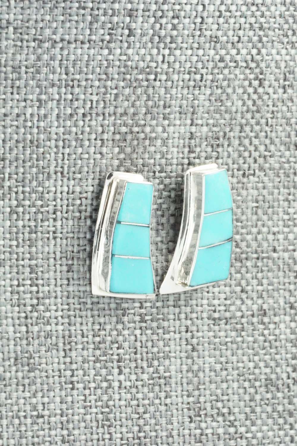 Turquoise & Sterling Silver Inlay Earrings - Nila Johnson