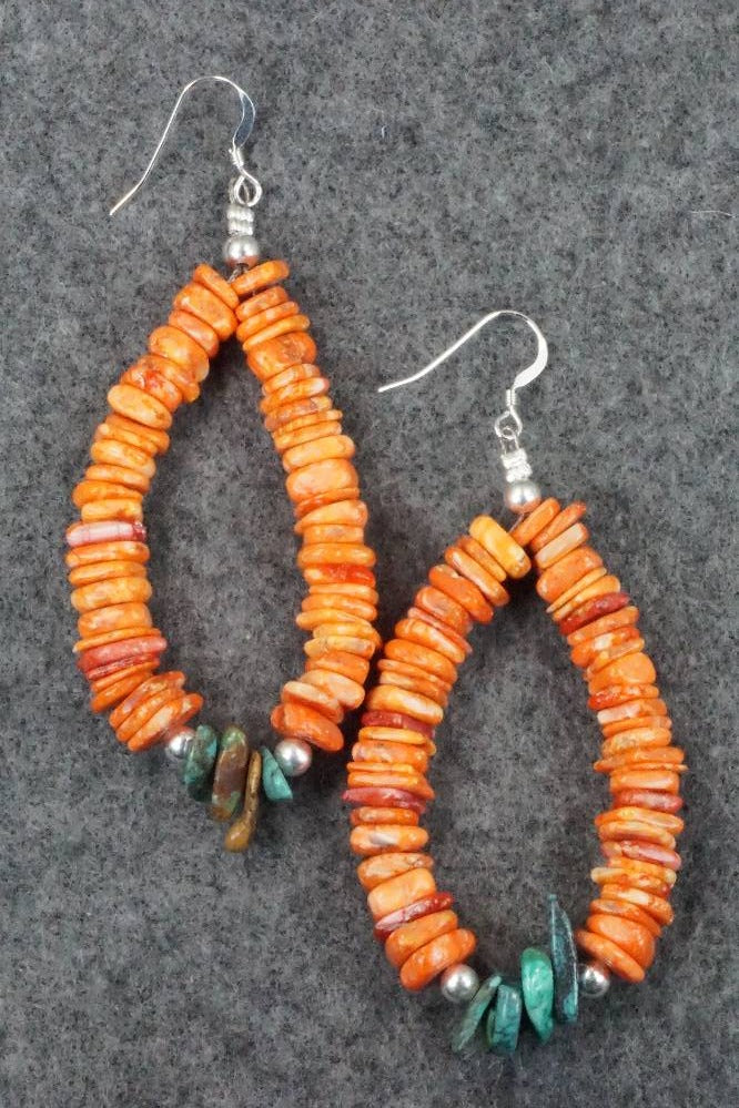 Spiny Oyster, Turquoise and Sterling Silver Earrings - Doreen Jake
