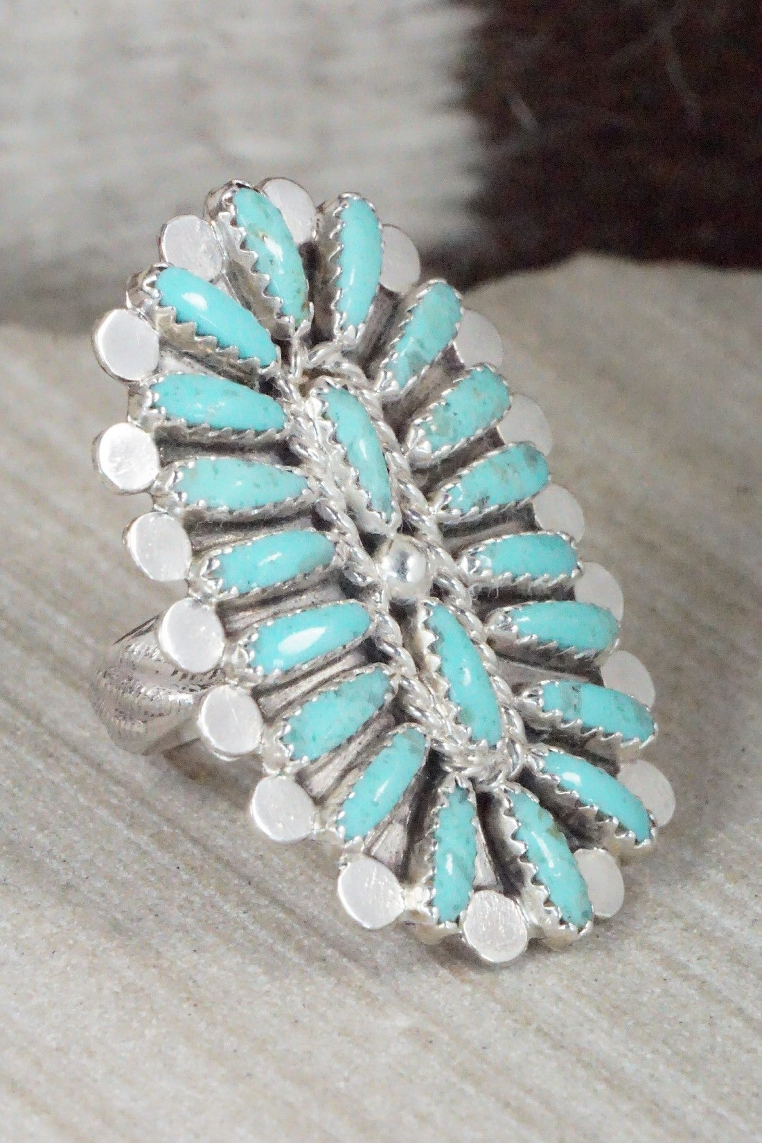 Turquoise & Sterling Silver Ring - Lavell Byjoe - Size 7.25