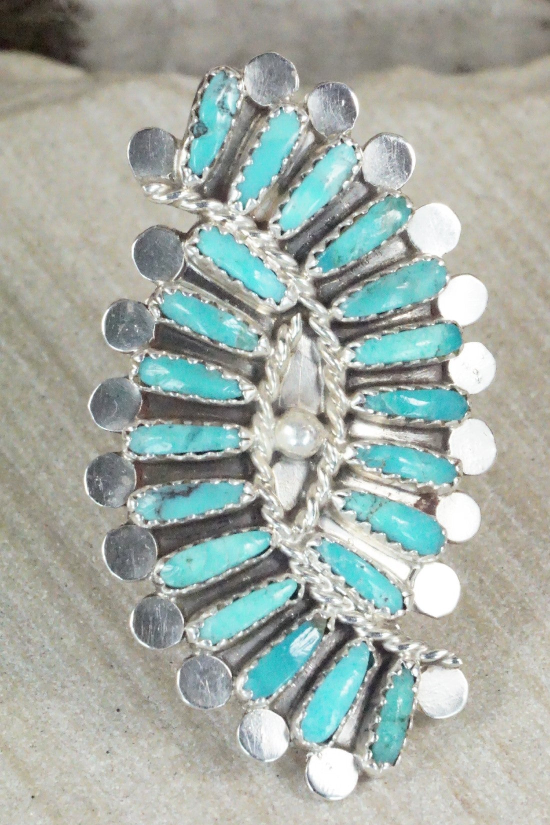 Turquoise & Sterling Silver Ring - Lavell Byjoe - Size 7.25