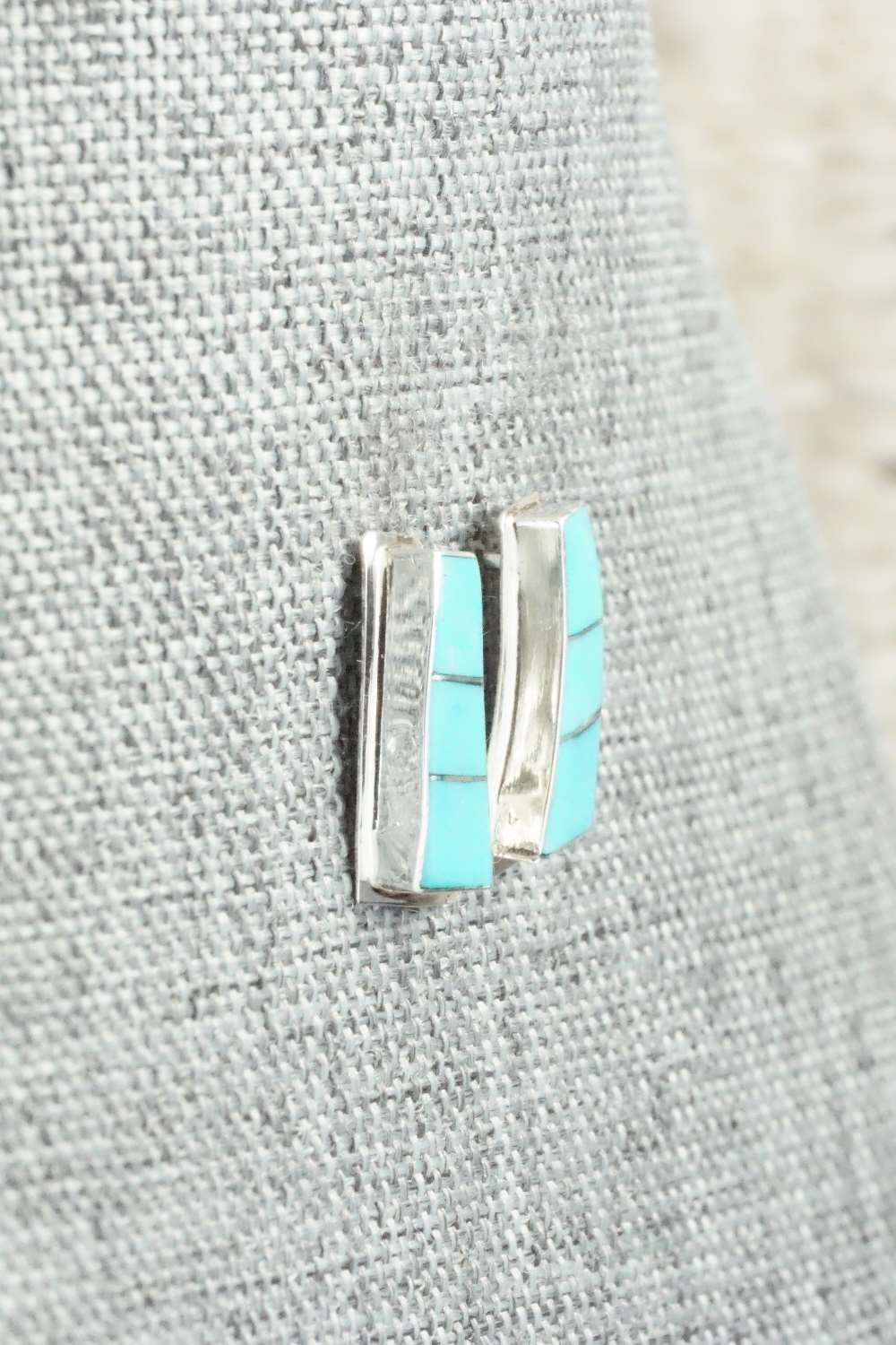 Turquoise & Sterling Silver Inlay Earrings - Nila Johnson