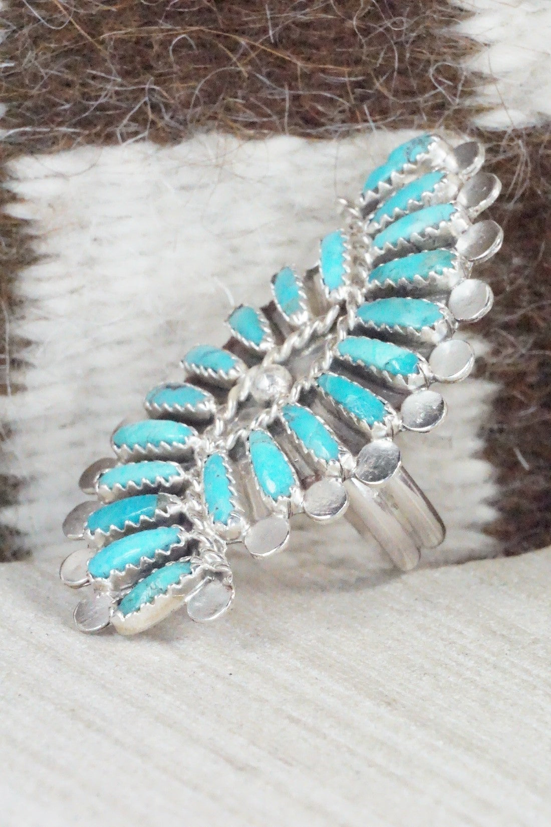 Turquoise & Sterling Silver Ring - Lavell Byjoe - Size 7.25