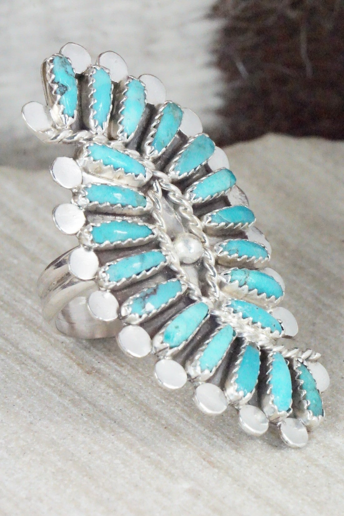 Turquoise & Sterling Silver Ring - Lavell Byjoe - Size 7.25