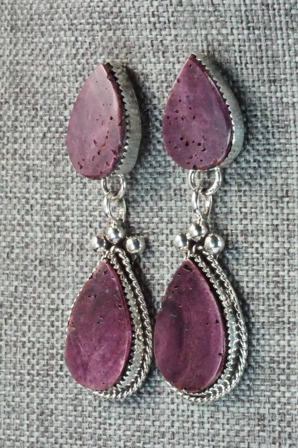 Spiny Oyster & Sterling Silver Earrings - Selina Warner