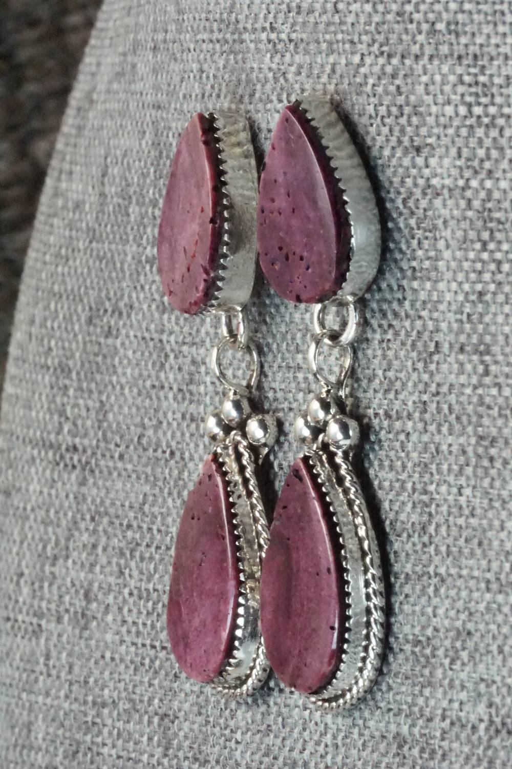 Spiny Oyster & Sterling Silver Earrings - Selina Warner