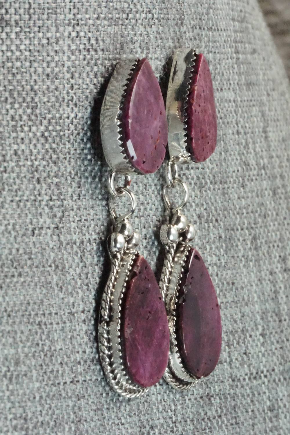 Spiny Oyster & Sterling Silver Earrings - Selina Warner