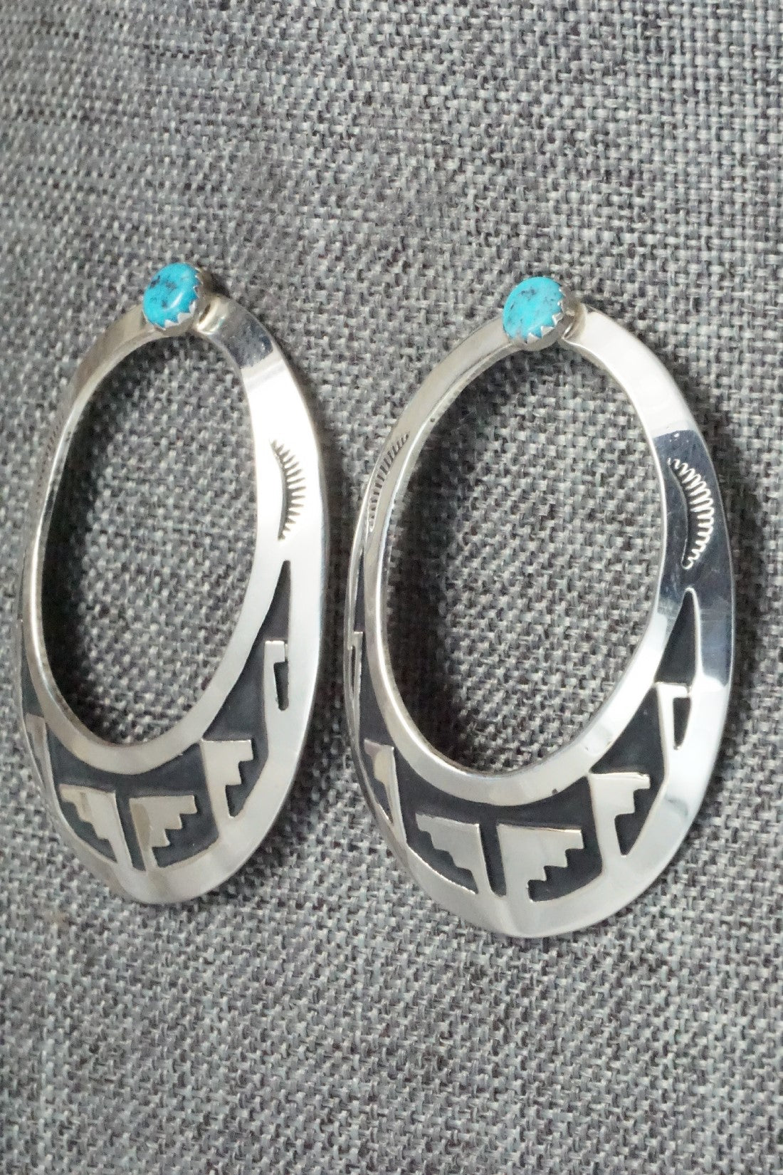 Turquoise and Sterling Silver Earrings - Rosita Singer