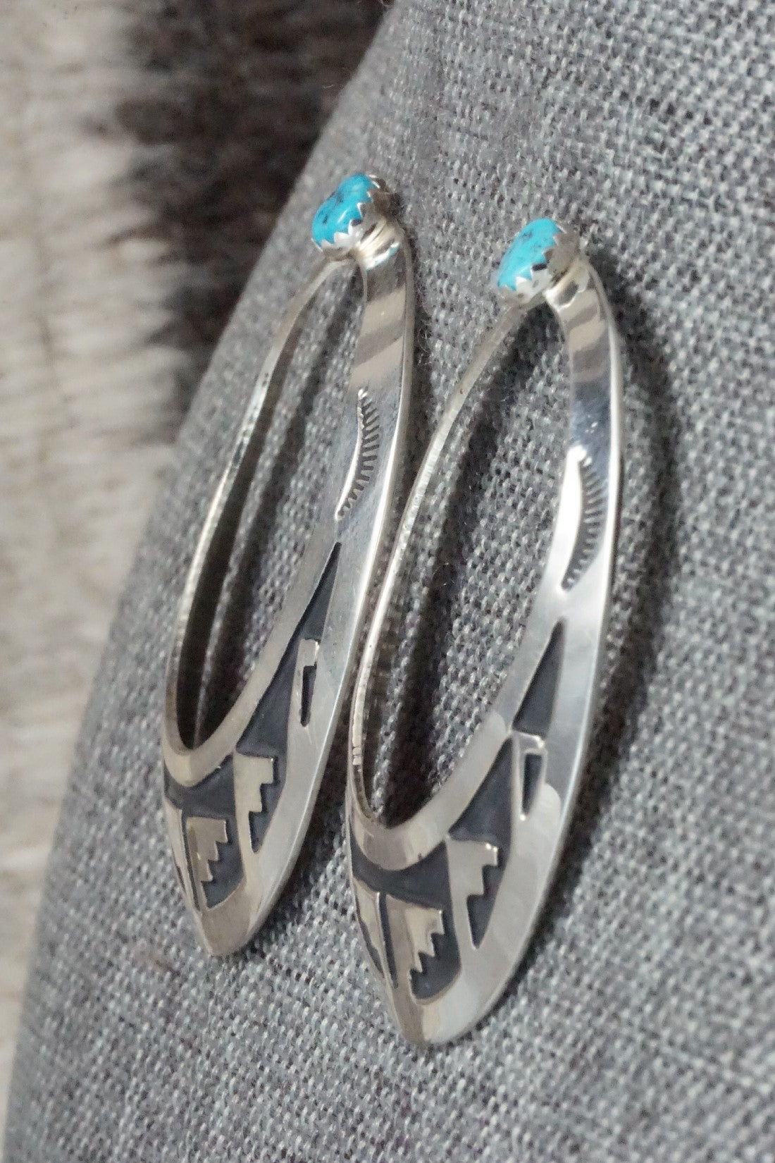 Turquoise and Sterling Silver Earrings - Rosita Singer