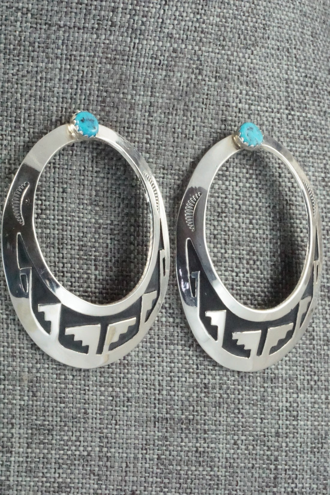 Turquoise and Sterling Silver Earrings - Rosita Singer