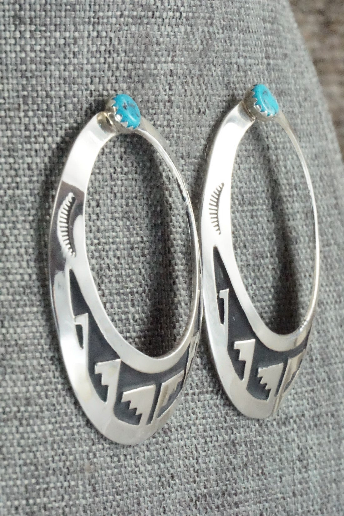 Turquoise and Sterling Silver Earrings - Rosita Singer