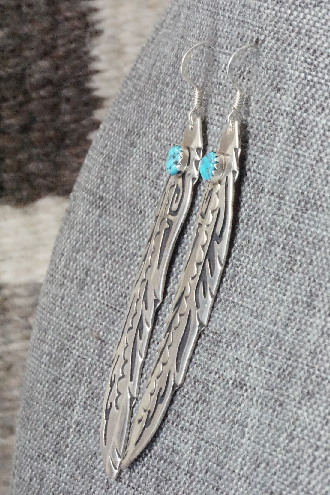 Turquoise and Sterling Silver Earrings - Rosita Singer