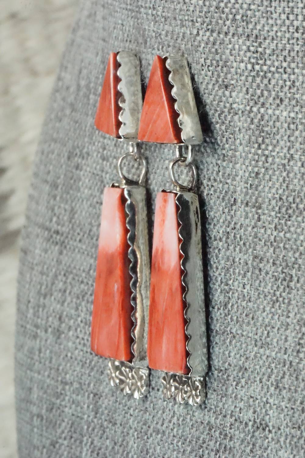 Spiny Oyster & Sterling Silver Earrings - Selina Warner