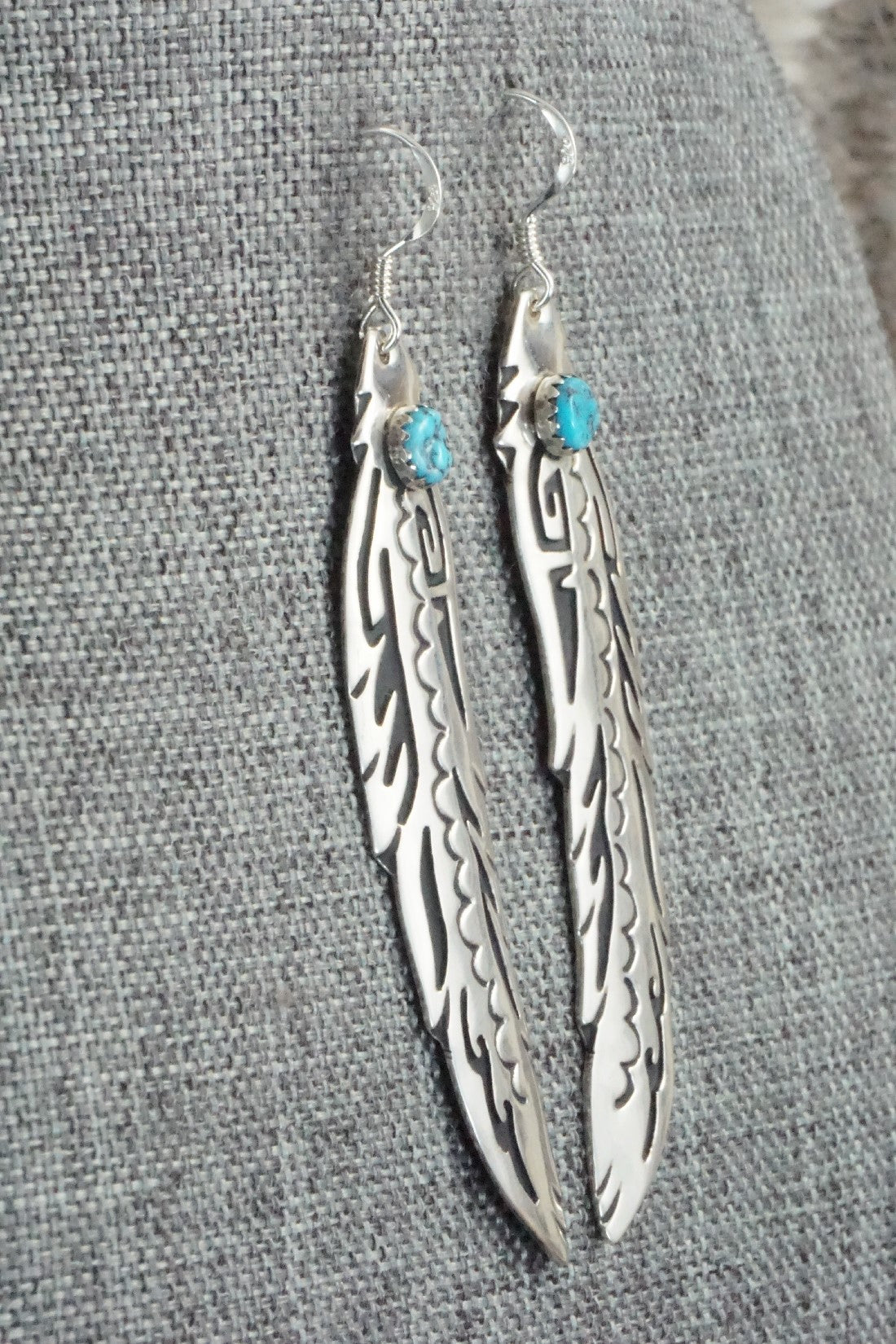 Turquoise and Sterling Silver Earrings - Rosita Singer