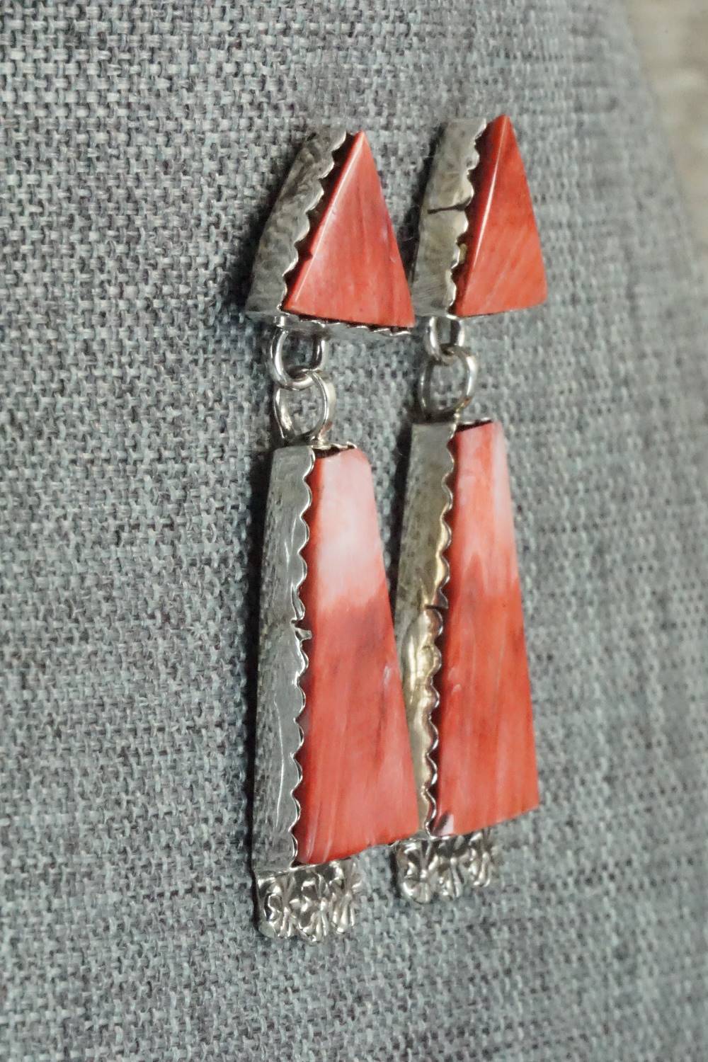 Spiny Oyster & Sterling Silver Earrings - Selina Warner
