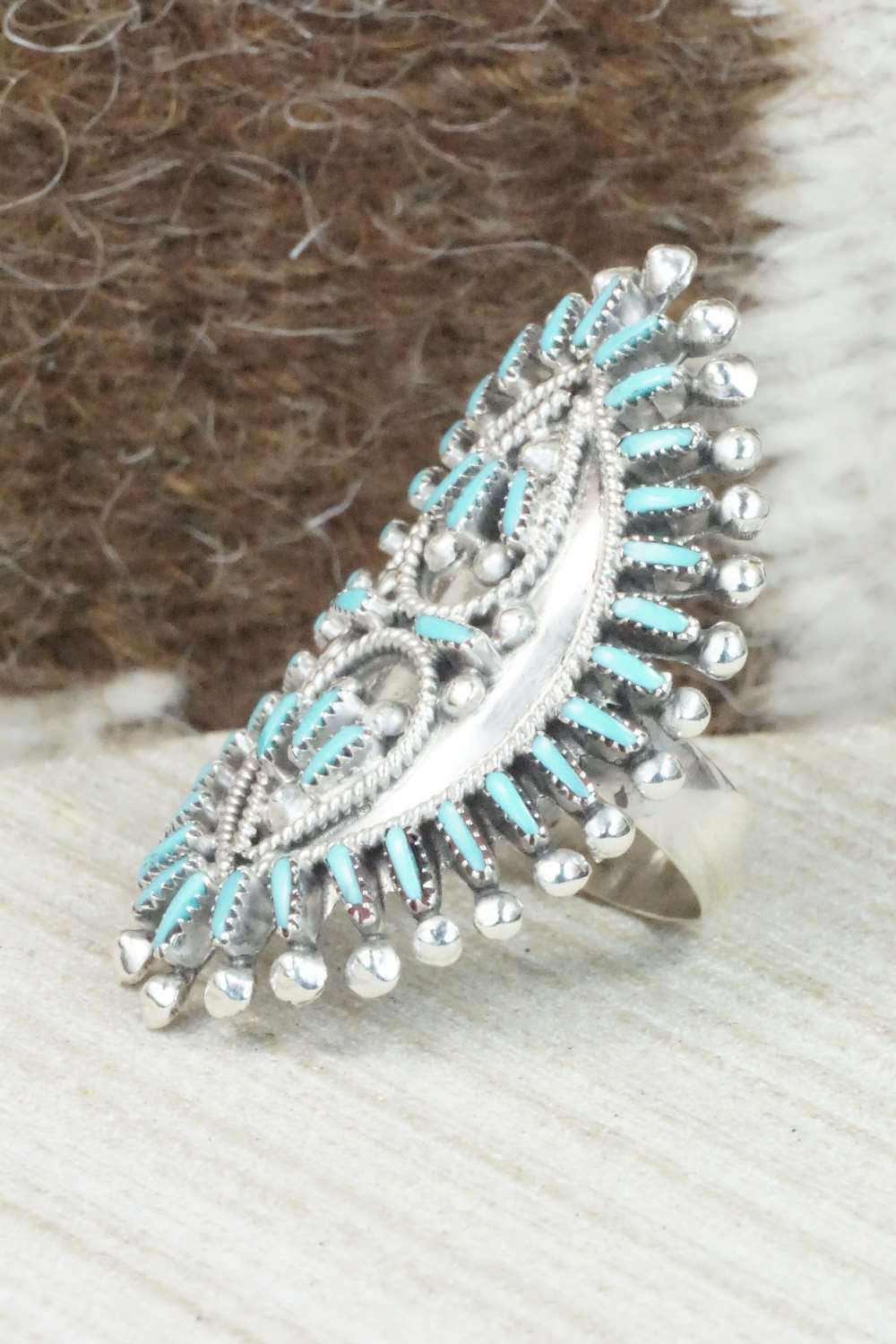 Turquoise & Sterling Silver Ring - Vincent Johnson - Size 6.5