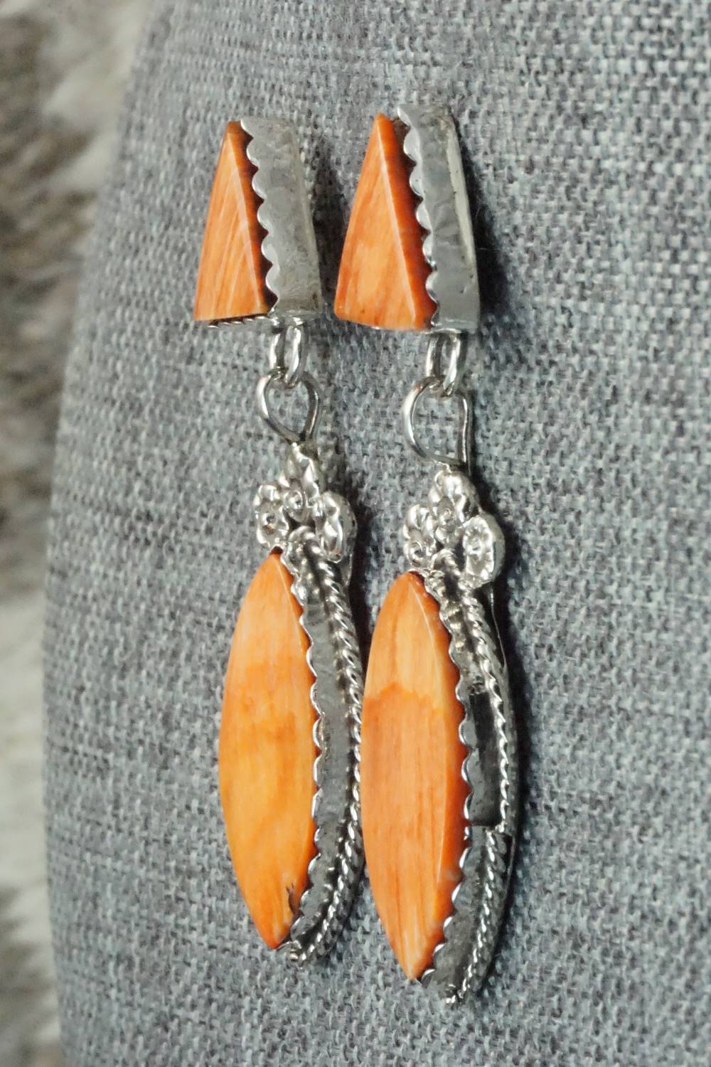 Spiny Oyster & Sterling Silver Earrings - Selina Warner