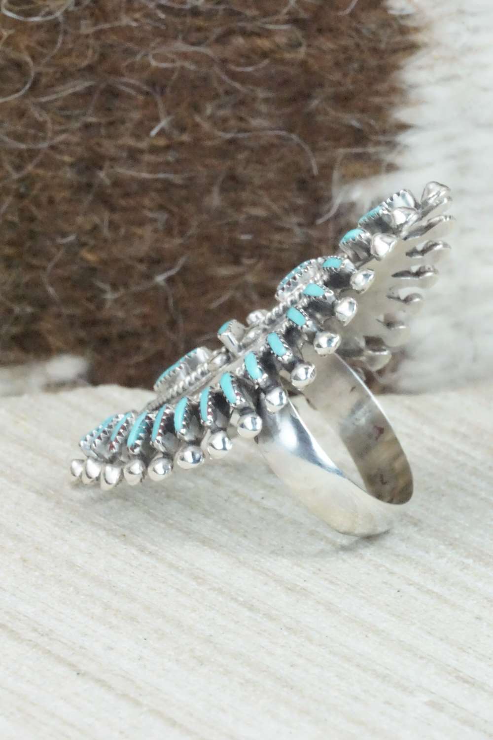 Turquoise & Sterling Silver Ring - Vincent Johnson - Size 6.5