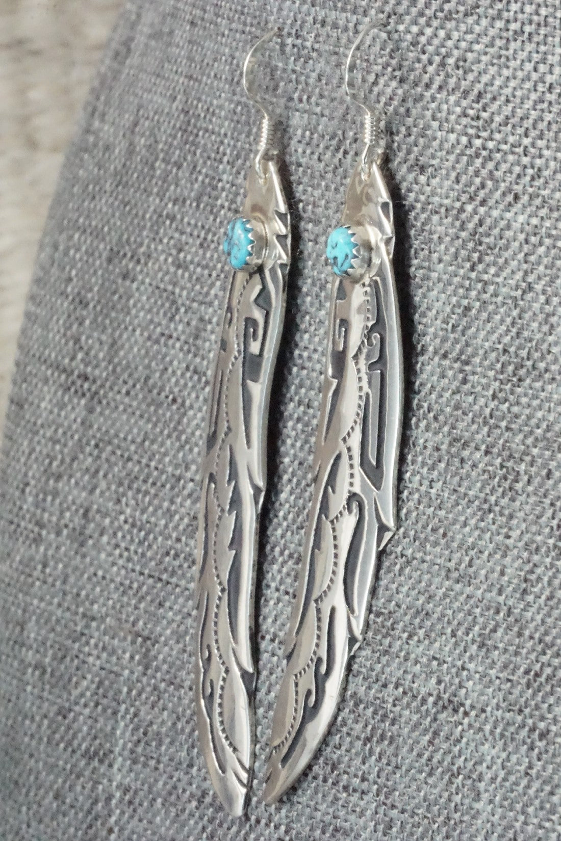 Turquoise and Sterling Silver Earrings - Rosita Singer