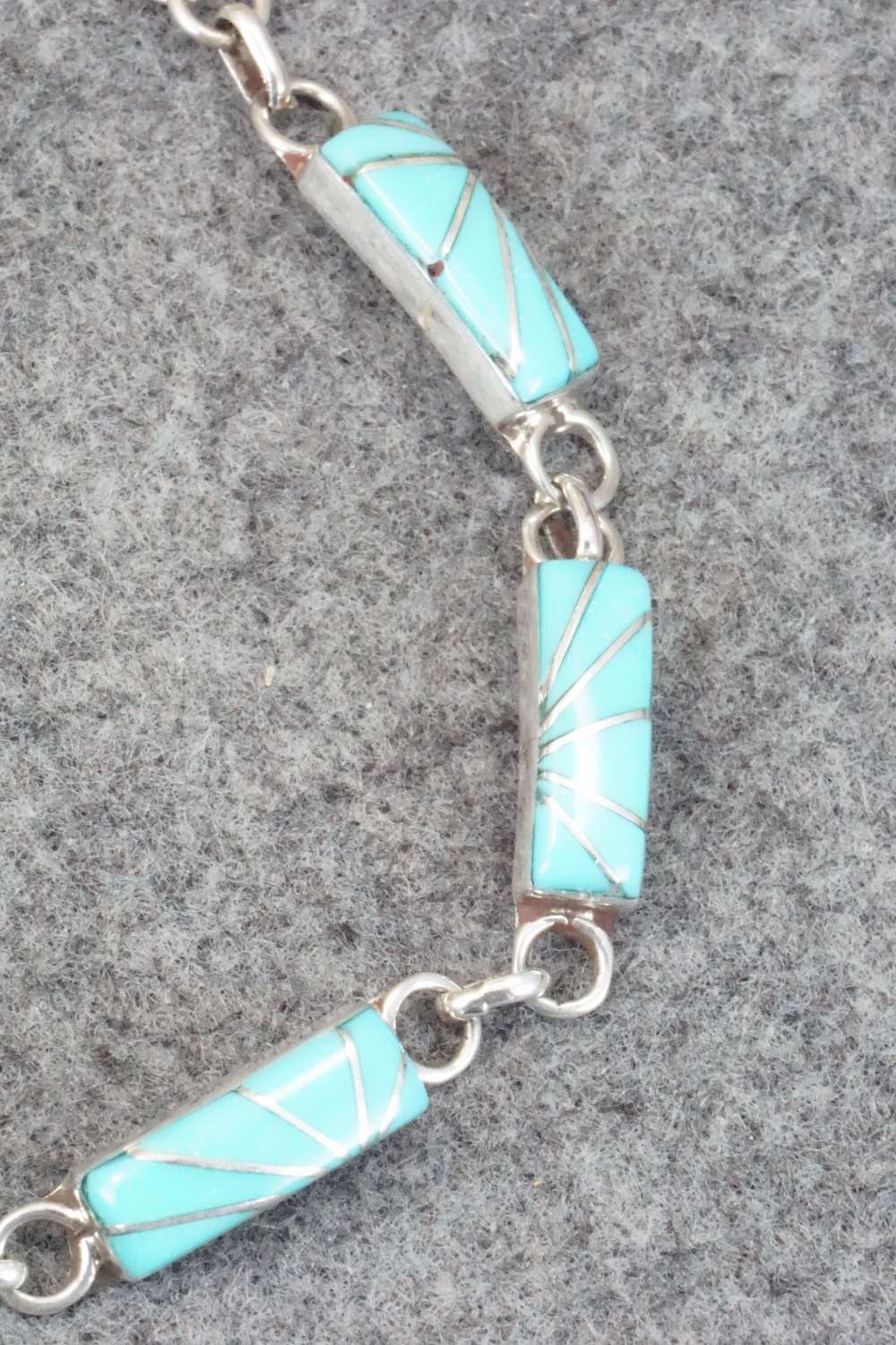 Turquoise & Sterling Silver Link Bracelet - Clarence Booqua
