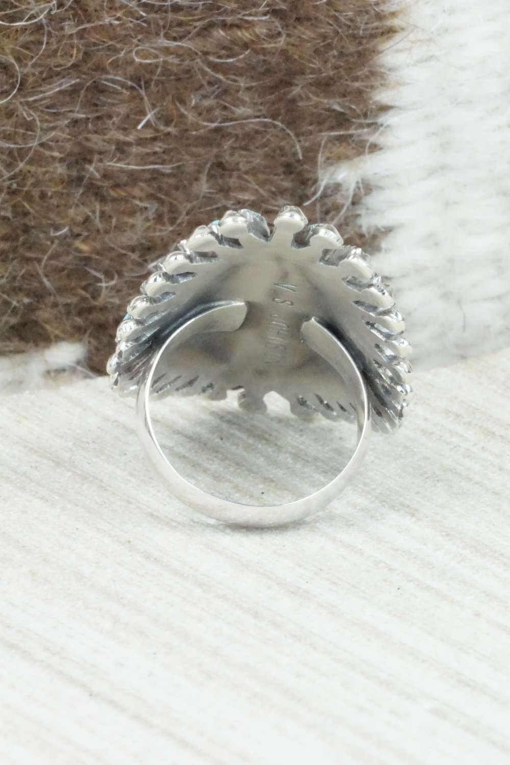 Turquoise & Sterling Silver Ring - Vincent Johnson - Size 6.5