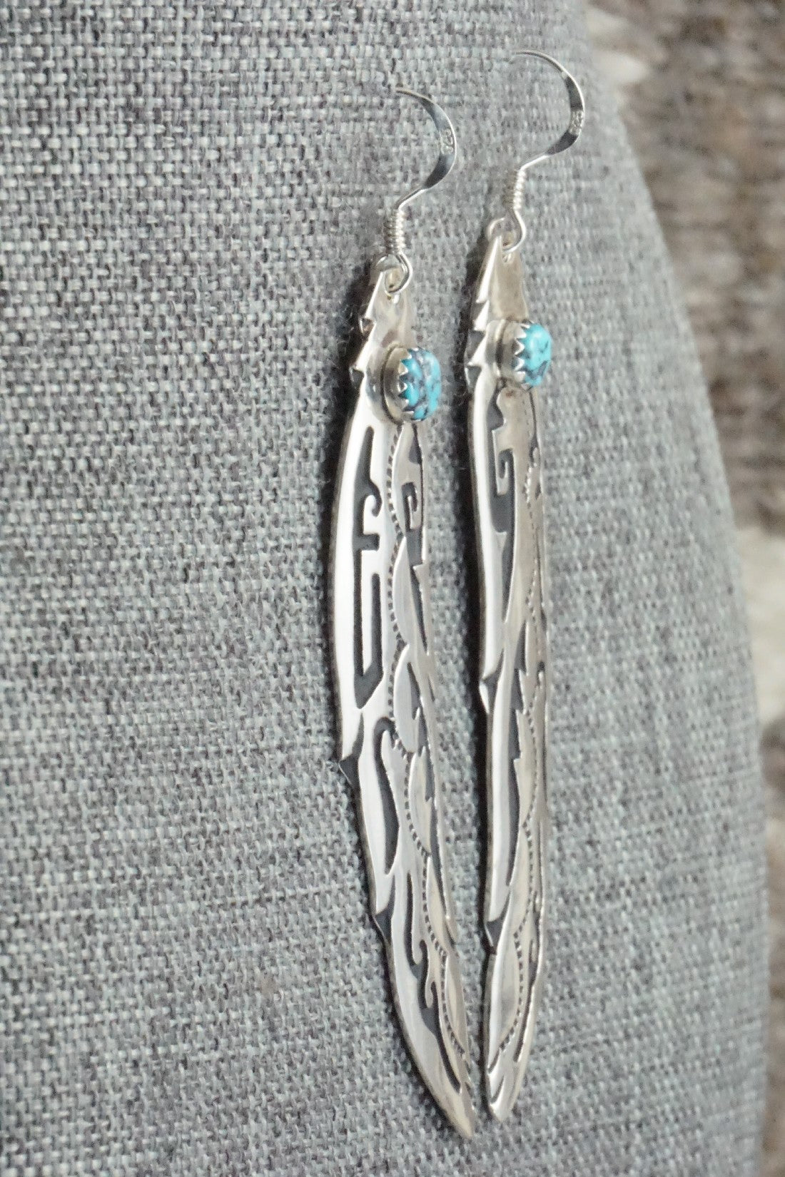 Turquoise and Sterling Silver Earrings - Rosita Singer