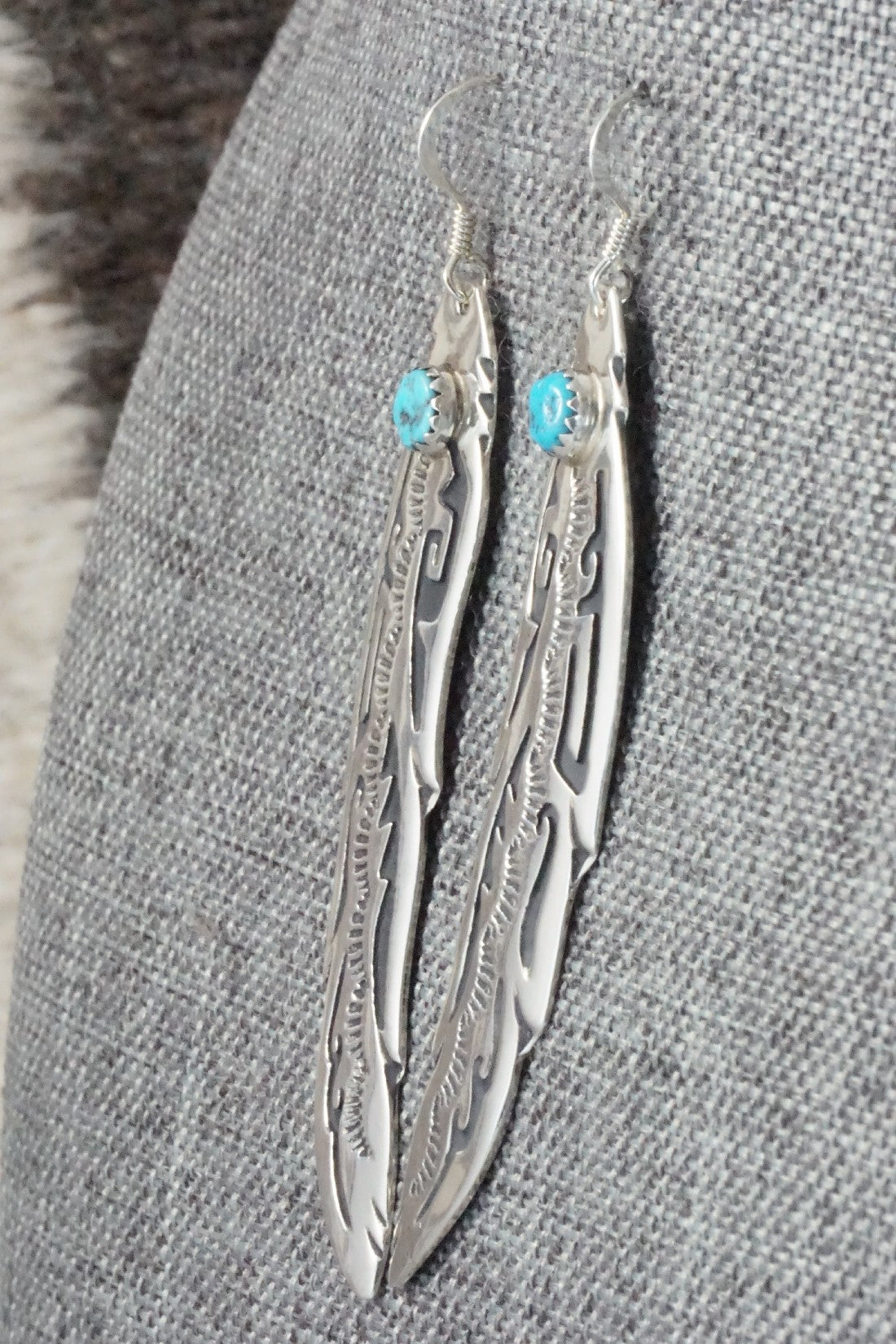 Turquoise and Sterling Silver Earrings - Rosita Singer