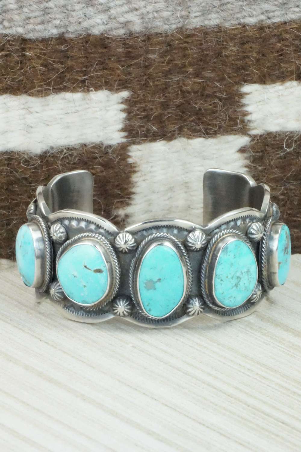 Turquoise & Sterling Silver Bracelet - Leslie Nez