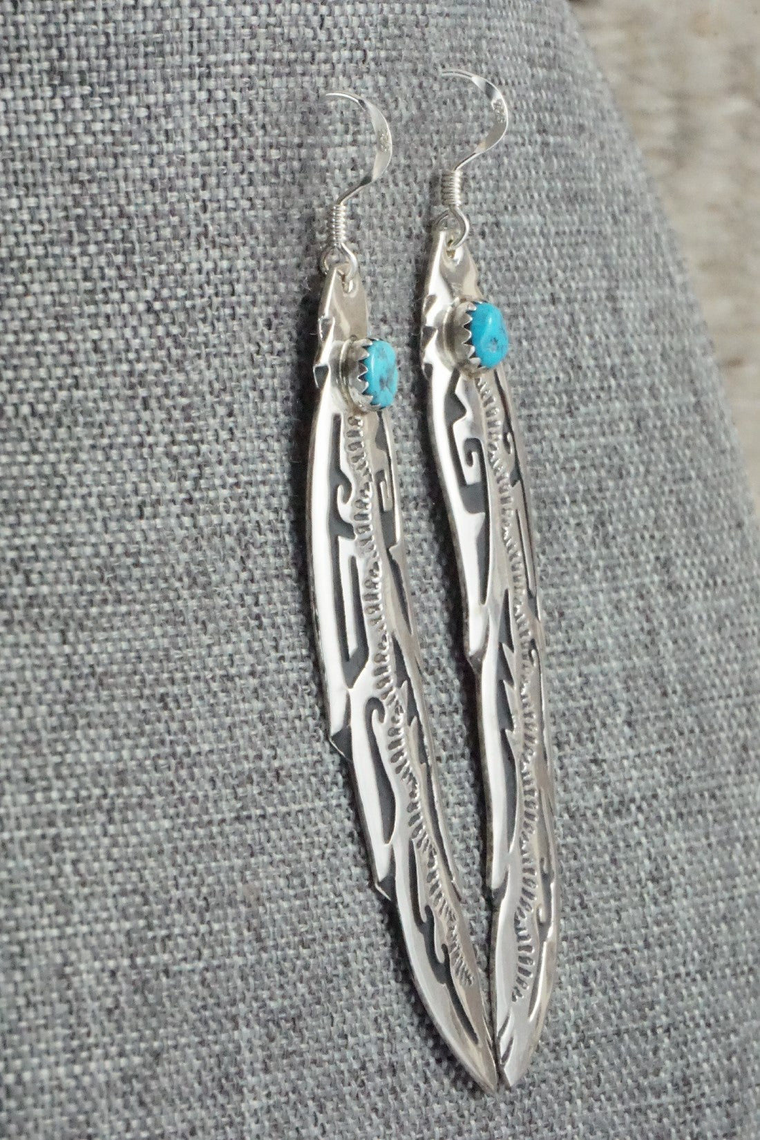 Turquoise and Sterling Silver Earrings - Rosita Singer