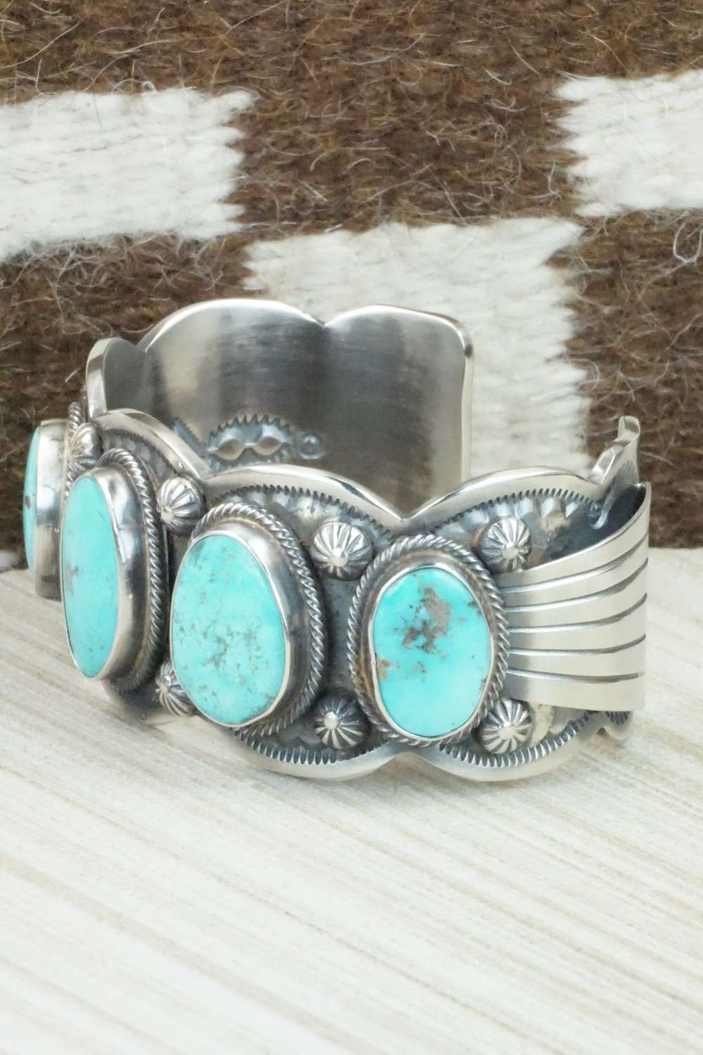 Turquoise & Sterling Silver Bracelet - Leslie Nez