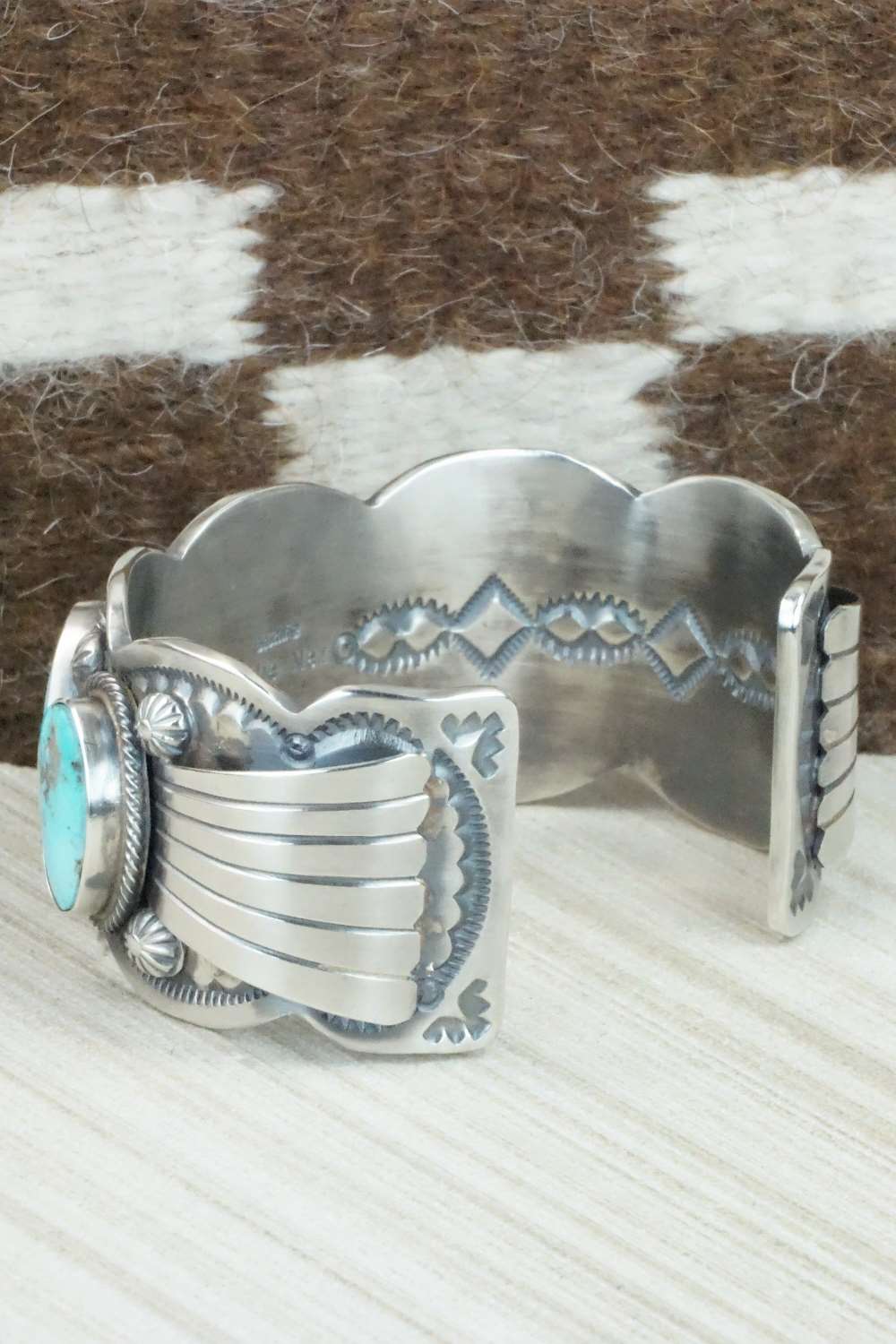 Turquoise & Sterling Silver Bracelet - Leslie Nez