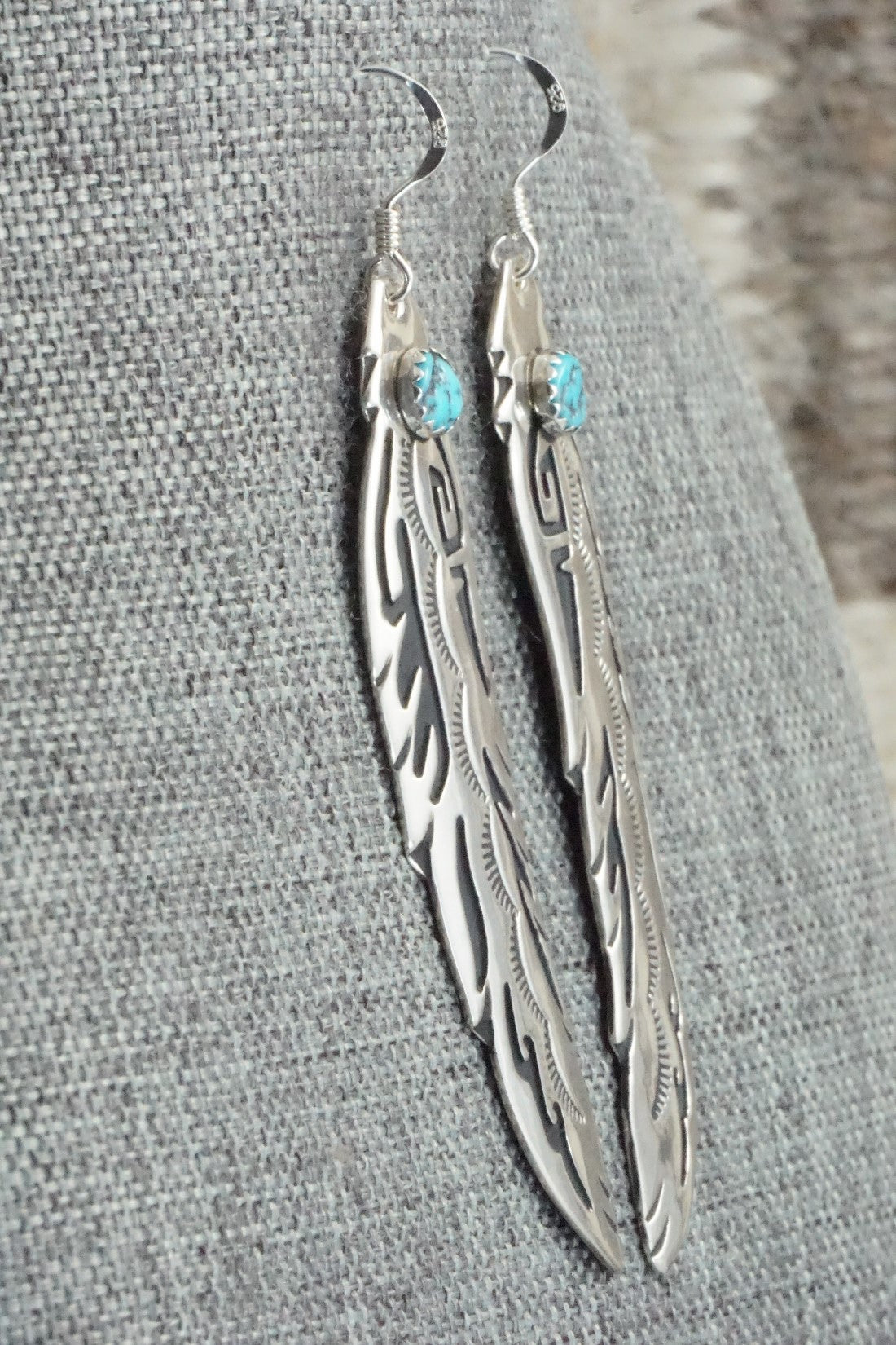 Turquoise and Sterling Silver Earrings - Rosita Singer