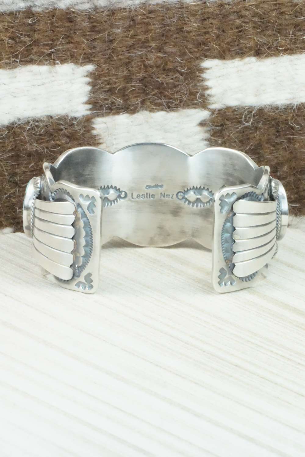 Turquoise & Sterling Silver Bracelet - Leslie Nez