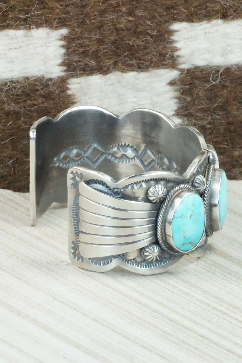 Turquoise & Sterling Silver Bracelet - Leslie Nez