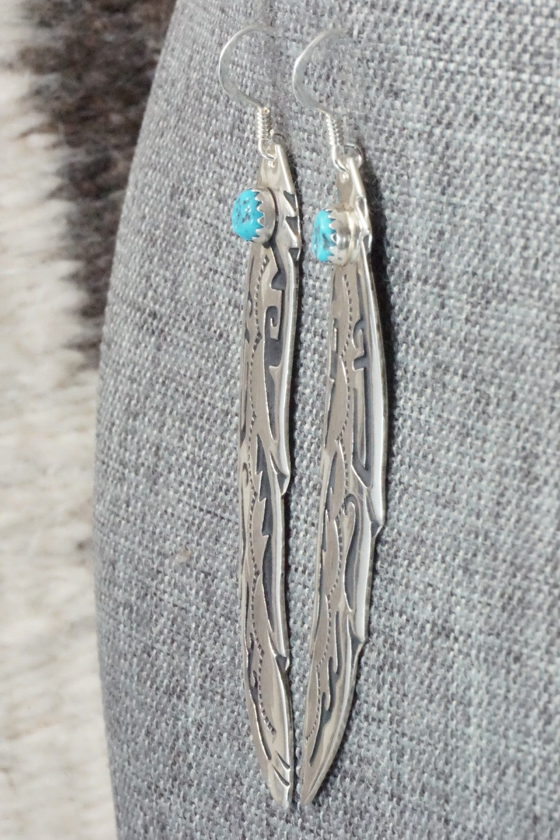 Turquoise and Sterling Silver Earrings - Rosita Singer