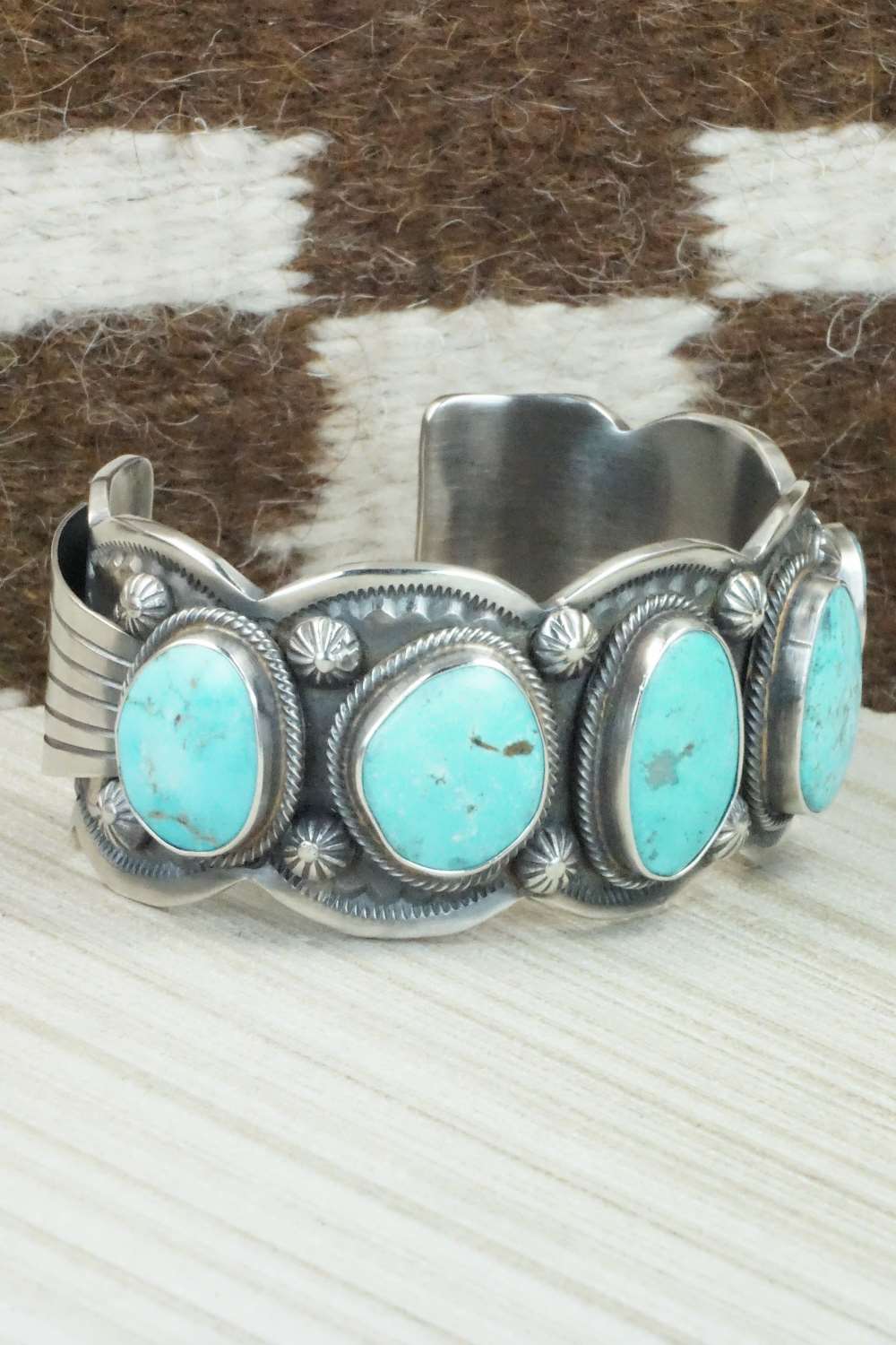 Turquoise & Sterling Silver Bracelet - Leslie Nez