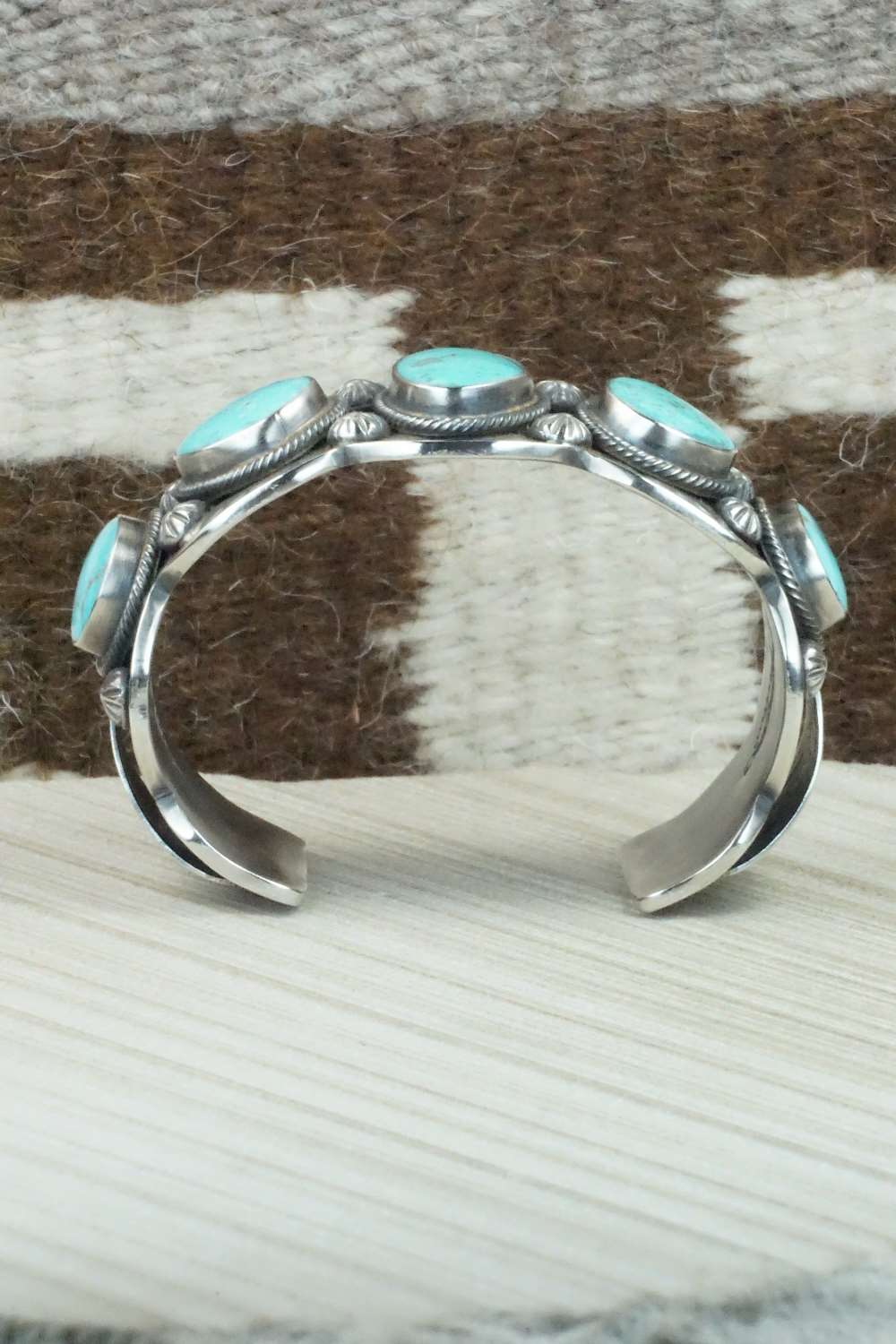 Turquoise & Sterling Silver Bracelet - Leslie Nez