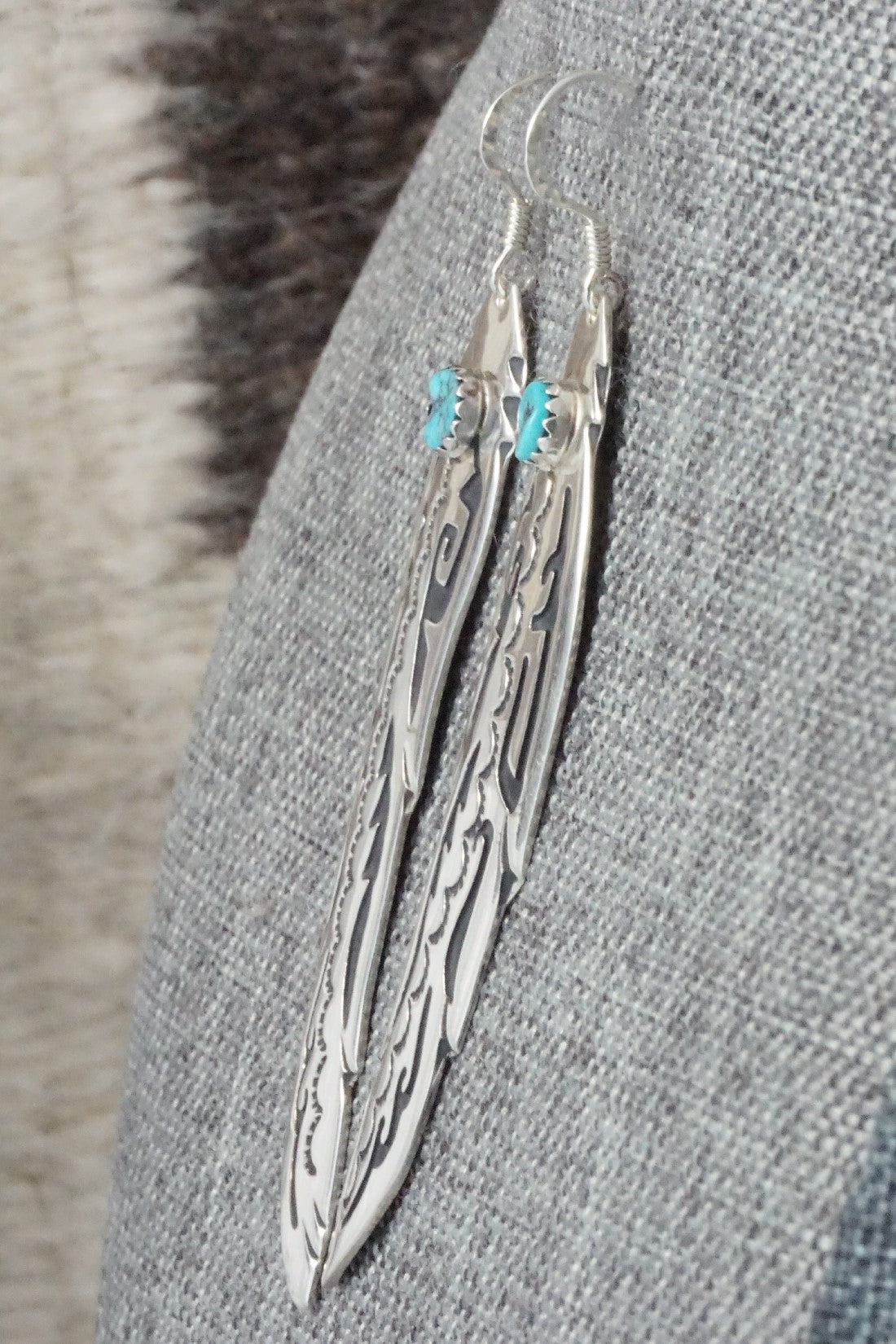 Turquoise and Sterling Silver Earrings - Rosita Singer