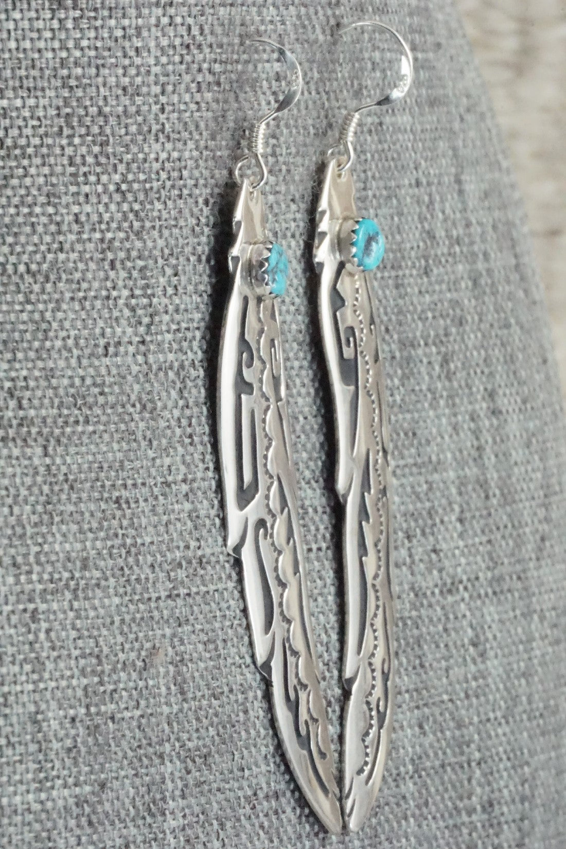 Turquoise and Sterling Silver Earrings - Rosita Singer