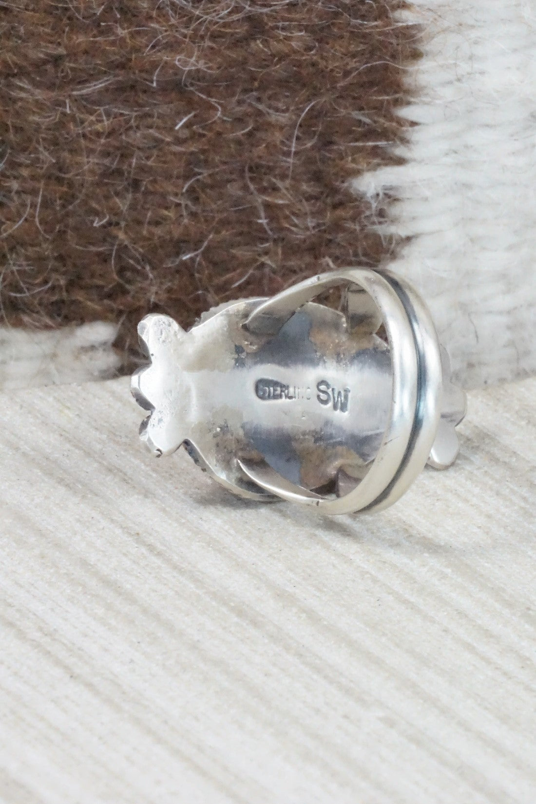 Spiny Oyster & Sterling Silver Ring - Selina Warner - Size 8