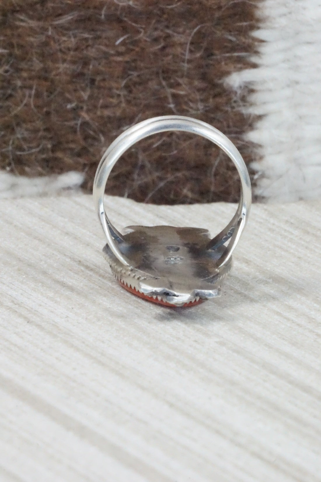 Spiny Oyster & Sterling Silver Ring - Selina Warner - Size 8
